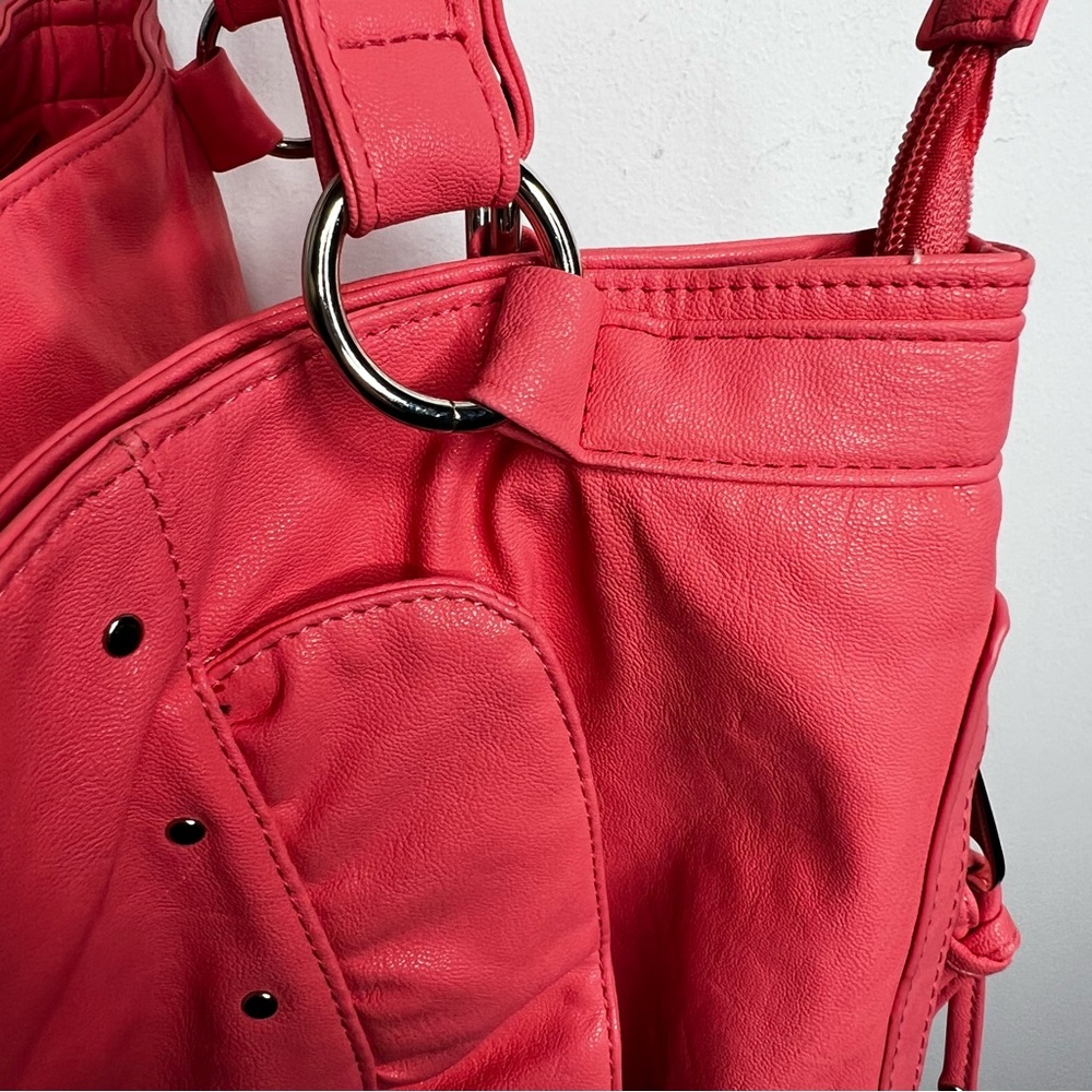 Betseyville Coral Ruffle Faux Leather Satchel Bag - Picture 12 of 16